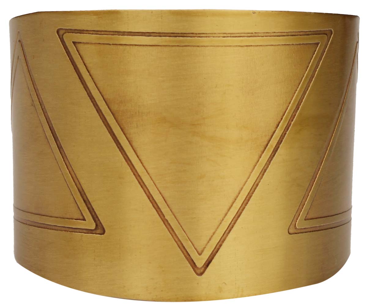2.5” Golden Brass Cuff Bracelet with Triangle Embossing - Formal Accessories / Jewelry / Gifts for Her - Buy in Bulk Wholesale